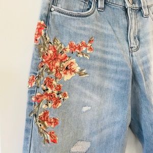WHBM | embroidered distressed The Girlfriend jeans